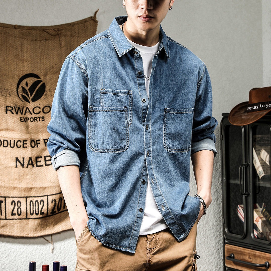 Winter Clothing Essentials - 봄철 러피언 스타일 멋진 데님 툴링