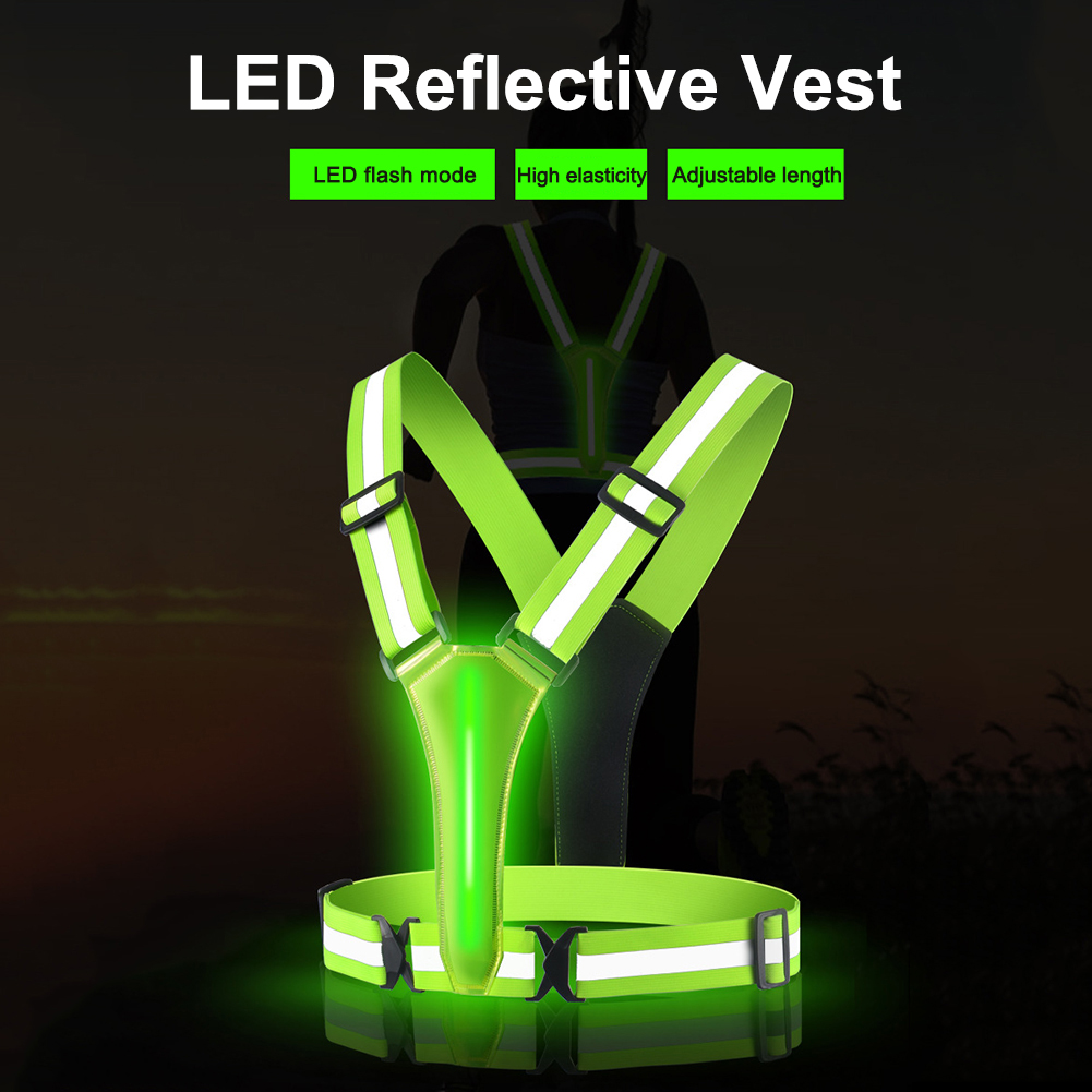 LED 러닝 조끼 조절 가능한 반사 러닝 사이클링 안전 - Yellow Winter Clothing 리뷰 및 가격
