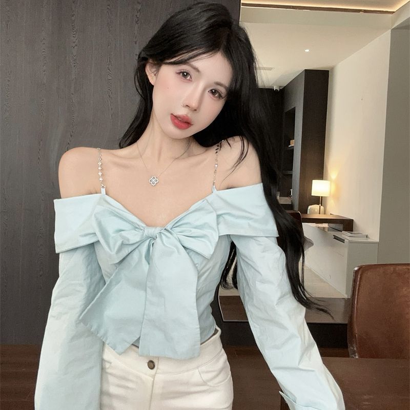 순수한 욕망 바람 매운 소녀 한 단어 보우 스트랩 셔츠 - Winter Clothing Girls 리뷰 및 가격