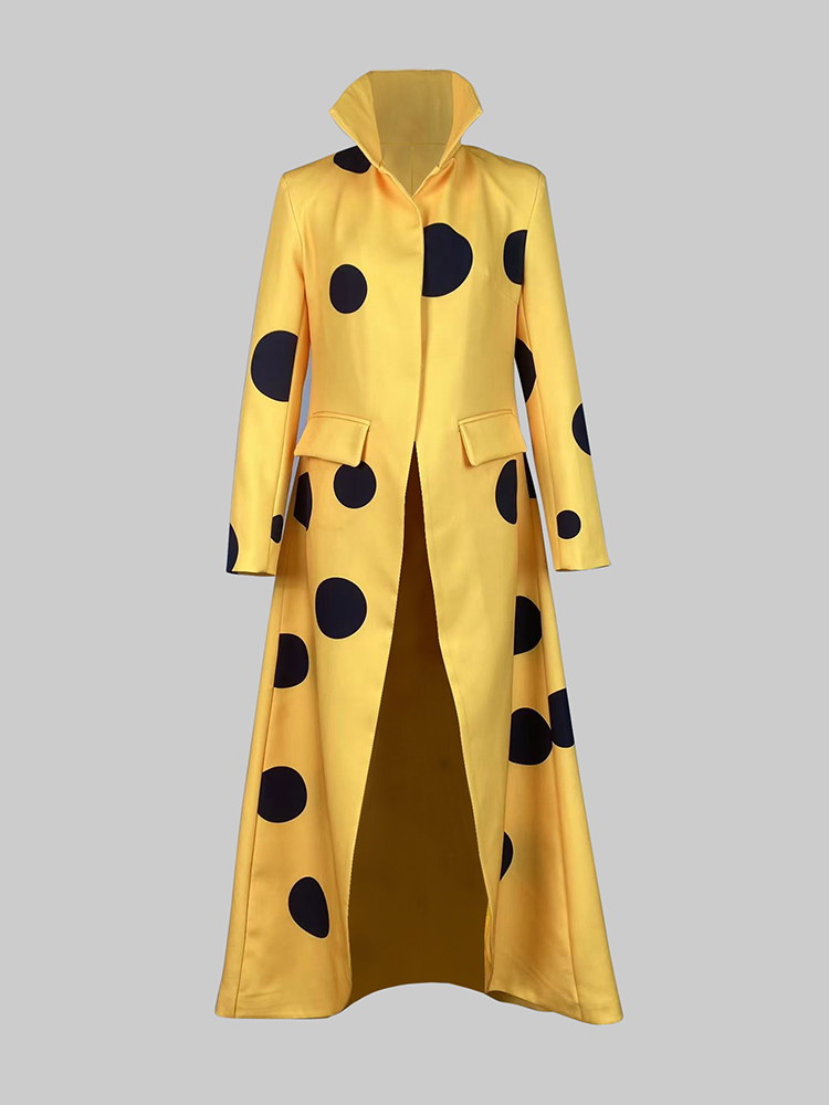 Gymystars 폴카 도트 울 코트 여성용 롱 재킷  - Yellow Winter Clothing 리뷰 및 가격